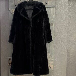 Vintage Borgana by Russell Taylor Faux Fur Black Coat Size Small